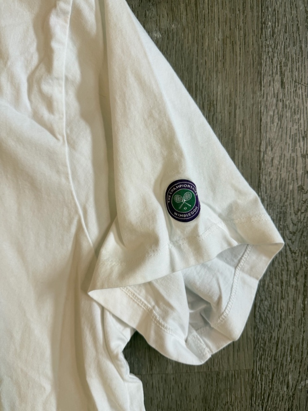 Wimbledon White Tee with Purple & Green Tennis Emblem - Picture 3 of 5